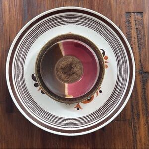 Mid Century Floral Handmade Dish Yard Art